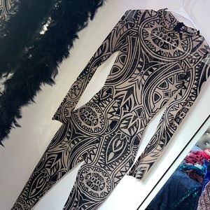 Catsuit, mesh, black and nude